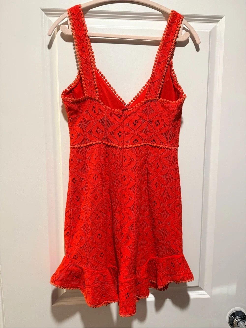 Angel Biba Coral-Red Lace Tank Dress medium